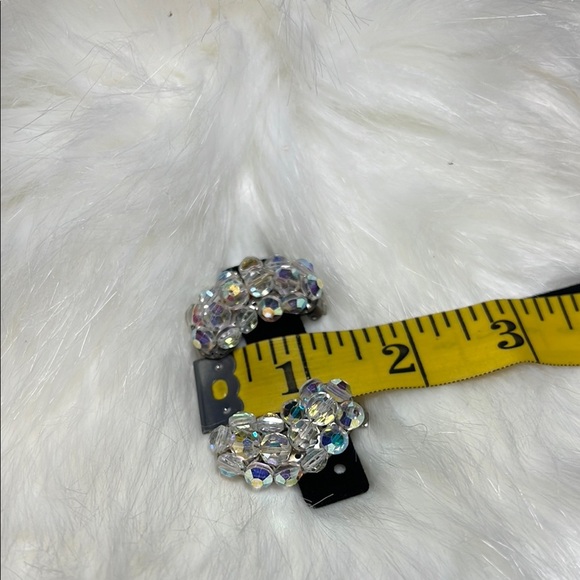 Vintage aurora borealis Crystal Beaded Clip On Earrings - Picture 3 of 3